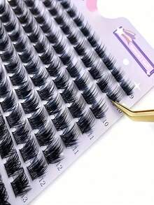 0.07mm D Curl Cluster Lashes, Fluffy Segmented False Eyelash Clusters, DIY Individual Lash Extensions, Mixed Length 9-18mm Wispy Volume Lashes, Dramatic Manga Doll Eye Style, Lightweight Lash Clusters For Halloween Makeup, Party, Festival, Cosplay - D - View 5