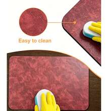 1pc Solid Color Minimalist Pet Food Mat, Decorative Carpet With Flat Texture, Creates Cozy Scene, Pet Feeding Bowl Mat, Thick Fabric Easy To Clean And Wipe, Suitable For Cats And Dogs - Red - View 7