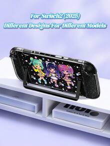 1件女孩偶像插畫圖案，適用於新 Switch 2 (2025) / Switch OLED 遊戲主機配件透明閃亮亮片保護殼，兼容 Joycon 控制器保護套，保護您心愛的遊戲主機，Switch 玩家最佳禮物 - 彩色 - 查看 12