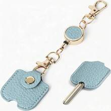 Women's Retractable Keychain, Faux Leather Extendable Keychain, 11.81-Inch Extended Length, Anti-Loss Keychain With Gold Metal Clasp, Cute And Portable Keychain, Suitable For ID Cards And Car Keys, Available In 4 Colors - View 12