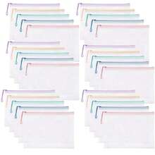 10pcs A4 Zippered Document Bags, Transparent Waterproof Storage Pouches For Papers, Books & Exams, Pastel Colors , Ideal For School, Office & Classroom Organization, Office & School Supplies - Multicolor - View 11