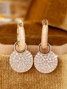 1 Pair Of Elegant, Minimalist Double-Ring Drop Earrings For Women-The Perfect Accessory To Brighten Up Your Work, Commute, And Everyday Outfits - Yellow Gold - View 4