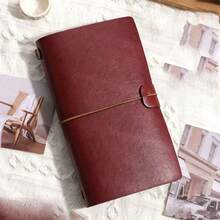 1 pieza Cuaderno portátil minimalista A6 con encuadernación de correa, diario con cubierta protectora, bloc de notas de bolsillo ligero, cuaderno impermeable duradero para diario diario, oficina, escuela, viajes y suministros de diario de negocios (cuaderno con cubierta de cuero PU) Suministros escolares - A6 - Ver 9