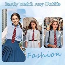 1pc Solid Color Striped Unisex Fashion Versatile Campus Style Necktie School - Multicolor - View 9