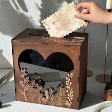 New Wooden Wedding Card Box, Party Envelope Money Box, Gift Card Box, Welcome Decor Ornament, Guestbook - A - View 4