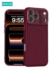 KOOLIFE Magnetic Shockproof Phone Case, 2-In-1 With Lens Protection, For IPhone 18 Pro Max, 18 Pro, 17 Pro Max, 17 Pro, 17, 16 Pro Max, 16 Pro, 15 Pro Max, 15 Pro, 14 Pro Max, 14 Pro, 14, 15, 13 Pro Max, 13 Pro, 13...; Suitable For Men And Women, Ideal Gift For Christmas, Valentine's Day, Wedding Season And Girlfriend's Birthday - Cherry Red - View 1