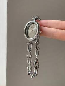 Women's Gold Square Quartz Watch, Delicate And Compact, Suitable For Daily Wear, Birthday And Graduation Gift, Casual Gatherings - Silver - View 8
