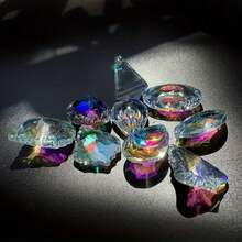 10pcs Colorful Crystal Pendant Lights, Prism Hanging Glass Decor Parts, Sun Catcher, Home/Car Decoration - 10-piece Colored Pendant - View 4