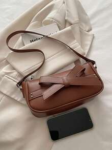 New Fashion Versatile Textured Chain Shoulder Bag Underarm Women's Bag - Brown - View 3
