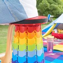 Foldable Telescopic Stool, Portable Outdoor Stool, Home Travel Queue Plastic Chair, Thickened Adjustable Height Fishing Chair - Multicolor - View 2