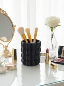 Porta Pincéis De Maquiagem Almofadado Decorativo Organizador Moderno Acabamento Fosco - Branco - Visão 9