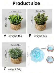 1pc Artificial Woven Rattan Potted Plant, Faux Eucalyptus Greenery, Mini Potted Plant, Home Decor, Suitable For Desktop, Party, Kitchen, Garden Decoration, Decorative Ornament, Sculpture, Room Decor, Back To School, Wedding - Multicolor - View 5