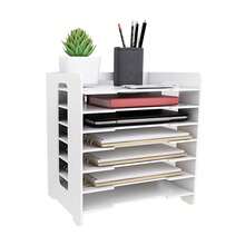 7 Tier A4 Desk Organiser | Locker Shelf Storage Module Filing Holder Paper Document Holder File Trays For Home Office - White - View 4