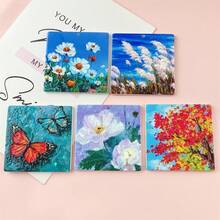 2pcs 50mm Acrylic Double-Sided Embossed Colorful Landscape Oil Painting Style Pendant DIY Jewelry Decoration Hanging Accessories - Multicolor - View 1