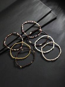 7pcs Fashion Bohemian Beaded Bracelets, Vacation Style Bracelet Set, Ideal Gift For Men, Birthday Gift, Holiday Gift - Multicolor - View 3