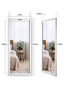 EDIMENS Full-Length Mirror, 160 X 50 Cm, Curved Standing Mirror, Aluminum Alloy Frame, Tempered Glass, For Bedroom, Living Room, Wardrobe - 110x40cm-Weiß - 查看 5