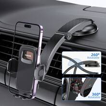 YWOR 粉色汽車手機支架，通用儀表板手機固定座，超強吸盤車用手機支架 - 黑色 - 查看 4