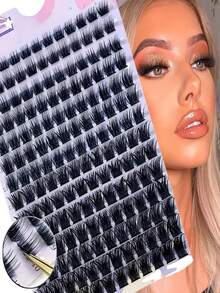 0.07mm D Curl Cluster Lashes, Fluffy Segmented False Eyelash Clusters, DIY Individual Lash Extensions, Mixed Length 9-18mm Wispy Volume Lashes, Dramatic Manga Doll Eye Style, Lightweight Lash Clusters For Halloween Makeup, Party, Festival, Cosplay - D - View 6