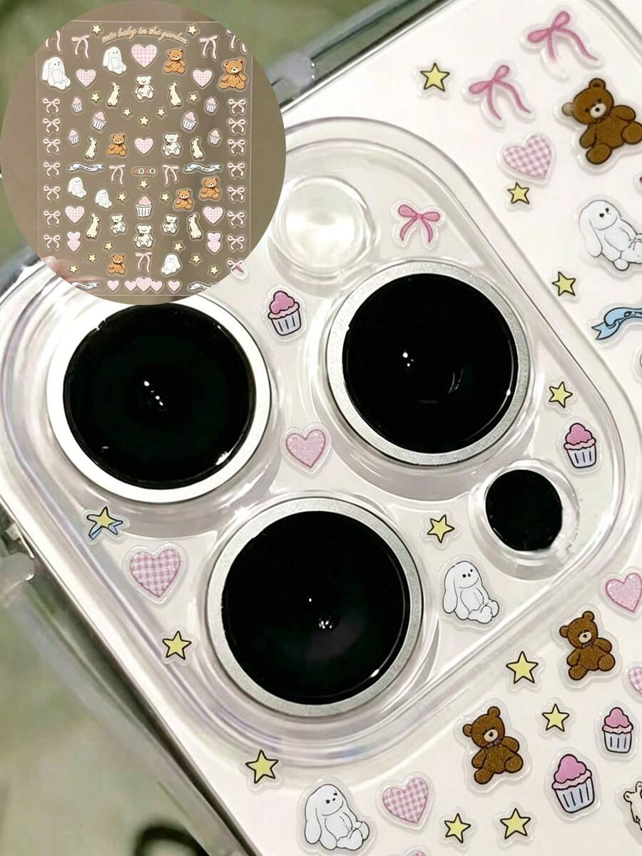 1件櫻桃頂動物蝴蝶結DIY貼紙,適用於透明相機鏡頭,適合 17 Pro Max、17 Pro、17、16 Pro Max、16 Pro、16、15 Pro Max、15 Pro、15、14 Pro Max、14 Pro、14、13 Pro Max、13 Pro(本產品僅限 14 歲以上使用) - 彩色 - 查看 1