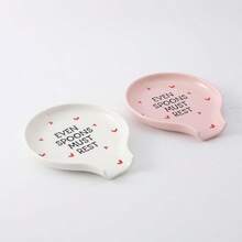 1pc Cute Heart-Shaped Ceramic Spoon Holder, Novel Humorous Quote Printed Stove Top Spoon Rest, Romantic Kitchen Decor Accessory, Housewarming Holiday Gift For Cooking Enthusiasts - View 14