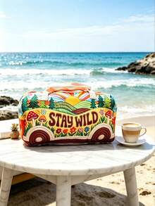 1件波希米亞復士圖案旅行包，印有自然風景與「STAY WILD」口號，充滿活力與自由感。寬敞的手提包設計，適合短途旅行、健身房或衣物收納。它是您探索世界的時尚伴侶，讓每一次旅程都充滿意義與活力。節日禮物的絕佳選擇 - 彩色 - 查看 10