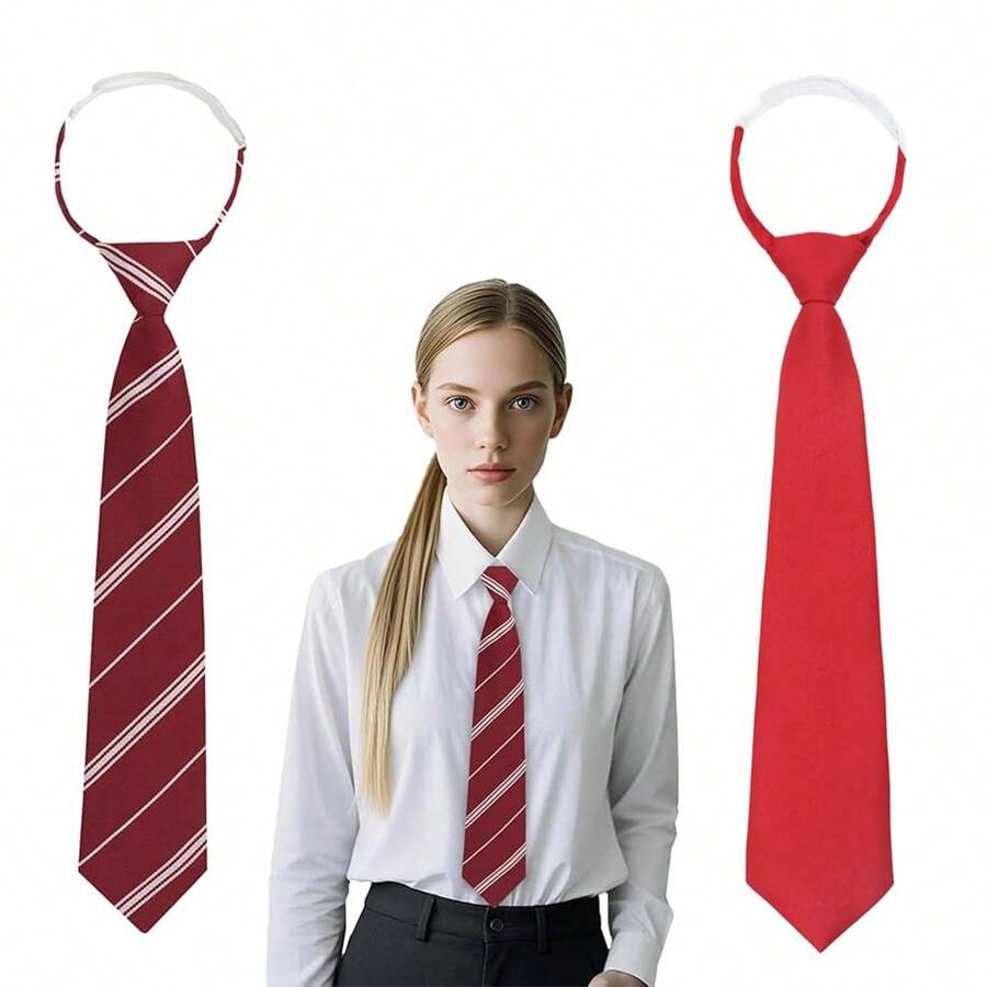 1pc Solid Color Striped Unisex Fashion Versatile Campus Style Necktie School - Multicolor - View 1