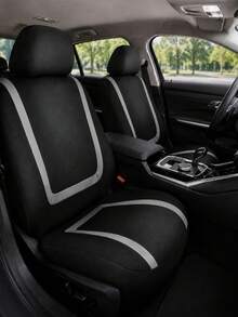 Universal Car Seat Covers - 9pcs Set (Full Set), 4pcs Set (Dual Seat), 2pcs Set (Single Seat) Options - U-Shaped Striped Design, Anti-Slip & Durable, Compatible With General Cars, SUVs, Sedans, And With Airbag - Easy To Clean, Upgrade Interior - Style a - View 3