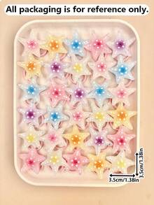8/14/28pcs Girls Random Macaron Gradient Glitter Translucent Colorful Dots 3D Holographic Star & Starfish Hair Ties Set, Sweet Cute Versatile Hair Accessories For Daily Wear, Date, Sports, School, Casual - Multicolor - View 7