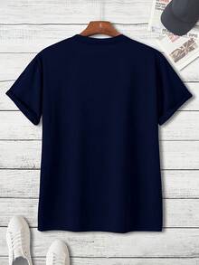 2025New Summer Collection Of Plus-Size Men's Clothing With Stylish Lettering And Inspirational Designs'Never Give Up,Positive And Uplifting' And - 黑色 - 查看 8
