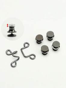 6Pcs Adjustable Denim Jeans Button Set, Convenient And Quick Storage, Seamless Metal Belt Clip, Suitable For Women's Pants, Quick-Fastening Tight Design, Multi-Functional Silver-Grey Belt Buckle Set - Multicolor - View 10