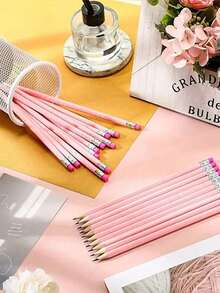 12/30pcs HB Multicolor Macaron Triangular Barrel Pencils With Eraser Head For Sketching, Drawing And Writing, High Aesthetic Value - Sets - View 4