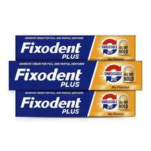 Fixodent Plus Unbeatable Bite No Flavour Denture Adhesive Cream 40g - Pack Of 3 - Mint - View 1