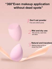 3/18Pcs Pink Multi-Sized Teardrop Makeup Sponges, Large Flat Cut & Mini Small Shapes, Soft Washable Absorbent Cosmetic Applicators, Reusable Blending Tools For Foundation, Concealer And All Liquid & Cream Daily Makeup - Pink - View 2
