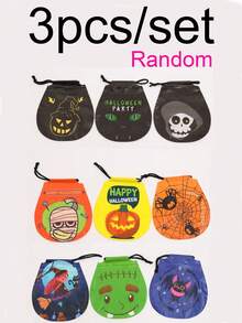50pcs/Set Halloween Drawstring Bags With Pumpkin And Candy Designs, Party Storage And Decoration Bags, Featuring Pumpkin, Spider, Bat, And Witch Patterns. Halloween Decorations For Parties To Add To The Festive Atmosphere. - A - View 12