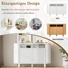 MDF Sideboard / Sideboard In Modern Nordic Style / Entrance Area Design / Versatile Storage Space / Adjustable Feet / Suitable For The Entrance Area, Hallway And Living Room / White - White - View 8