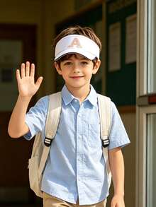 1 pieza Sombrero de sol personalizado para adolescentes de 8-16 años, blanco puro con letra A-Z, correa ajustable, gorra transpirable de parte superior abierta, adecuado para deportes diarios, viajes y uso casual - Blanco - Ver 4
