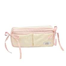 1 buah Tempat Pensil Resleting Kapasitas Besar Motif Polkadot dan Pita Warna Putih & Pink yang Lucu, Tas Penyimpanan Alat Tulis Siswa, Organizer Kain Multifungsi - Pilihan Sempurna untuk Musim Kembali ke Sekolah - Tempat pensil motif pita polkadot - View 6