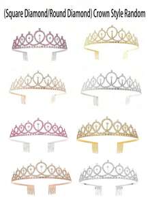 1 Set de Diadema con Corona de Strass y Tirante para Hombro Rosa para Niña Cumpleañera, Accesorios para Fiesta de Cumpleaños - rosa - Ver 3