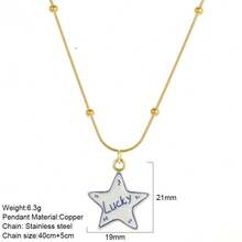 1pc Stainless Steel Chain Star Pendant Necklace LOVE Letter Oil Drop Exquisite Pendant Necklace Women's Fashion Jewelry Versatile Accessory - Multicolor - View 17