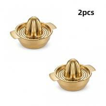 2pcs Gold/Silver Round Stainless Steel Thickened Manual Juicer, Double Layer With Filter Mesh Juice Separator Design, Convenient And Fast Extraction Of Fruits/Vegetables And Other Ingredients, Easy To Clean, No Noise, Simple Operation With High Efficiency, Compact Design, Easy To Store, Kitchen Utensil. Comes With Box, Protects Product, Outdoor Party, Family Gathering, Holiday Gift, Iced Drink Making - Multicolor - View 10