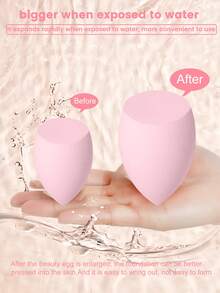 3/18Pcs Pink Multi-Sized Teardrop Makeup Sponges, Large Flat Cut & Mini Small Shapes, Soft Washable Absorbent Cosmetic Applicators, Reusable Blending Tools For Foundation, Concealer And All Liquid & Cream Daily Makeup - Pink - View 4