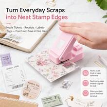 1x0.8inch Postage Stamp Edge Paper Punch For Junk Journal & Scrapbooking, Stackable Craft Punches With Precision Alignment Cutout Design For Card Making-Pink - Medium Pink - View 10