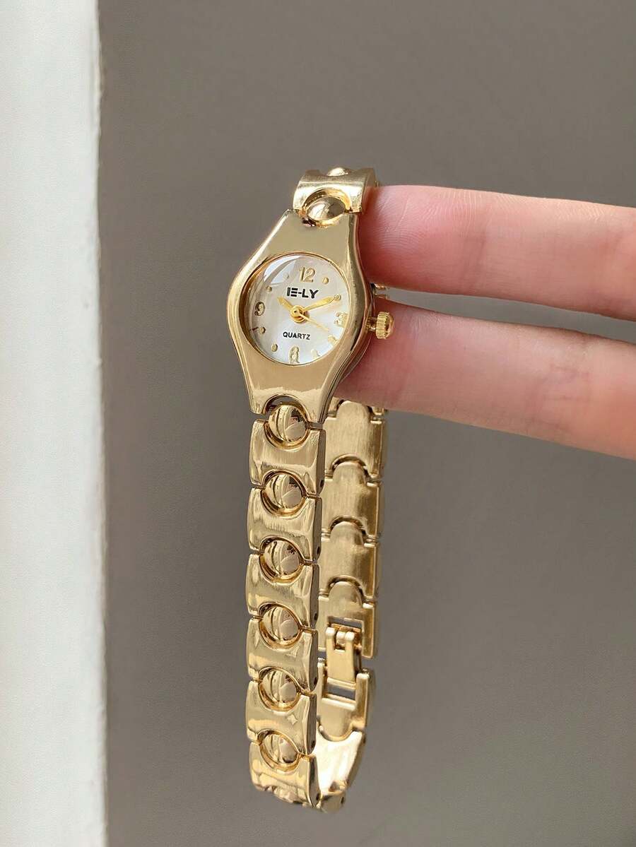 金色方形女款石英手錶,時尚經典商務風,適合日常穿著、休閒派對,絕佳禮物選擇 - 金色 - 查看 1