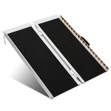 Lightweight Folding Handicap Access Ramp, Non-Slip Aluminum Wheelchair Ramp with Carry Handle, 800 Lbs Capacity for Indoor & Outdoor Steps, Doorways, Curbs, Scooters and Hand Carts - 800 libras. 3 pies - Ver 3