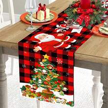 1pc/4pcs New Christmas Gingerbread Man Burlap Table Runner, Creative Linen Waterproof Tablecloth, Cartoon Printed Heat-Resistant Placemat, Restaurant Atmosphere Prop, Christmas Party Decoration, Home Kitchen Dining Table Decor, Indoor Outdoor Family Gathering Supplies.,Christmas - Multicolor - View 9