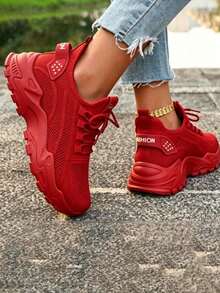 Women's Running Shoes Casual Breathable Sports Shoes Fashionable Lightweight Sneakers - 紅色 - 查看 3