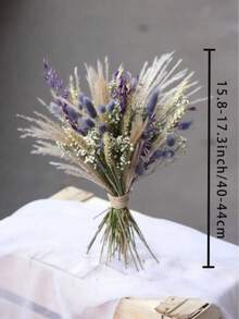 Brown Artificial Reed Grass Bouquet, Large Rabbit Tail Grass, 43.18cm Bohemian Style Fluffy Artificial Reed, Wedding Home Tabletop Party Decoration (Classic Style) - Purple - View 6