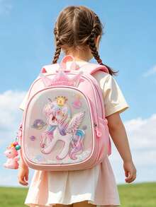 New Unicorn Princess School Bag For Kindergarten Girls With Chest Buckle, Small And Medium Class Backpack For Kids - A - View 5