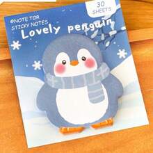 1 paquet de 30 feuilles de notes adhésives mignonnes avec animaux de dessin animé, animaux polaires pingouin ours polaire phoque otarie bloc-notes de dessin animé pour notes adhésives et rappels fournitures scolaires - Multicolore - Voir 6