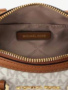 Michael Kors Bedford Legacy 極小 Logo 托特手提包，女款皮革斜挎包，時尚購物旅行派對單肩包錢包 - 白棕色 - 查看 11